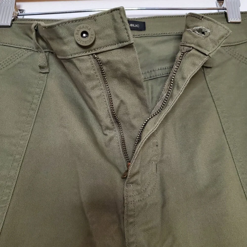 Banana Republic Womens Olive Green Utility Pants Size 16 Cotton Blend With Pocke - Picture 3 of 8